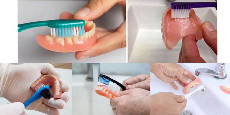 شستن دندان مصنوعی با مسواک